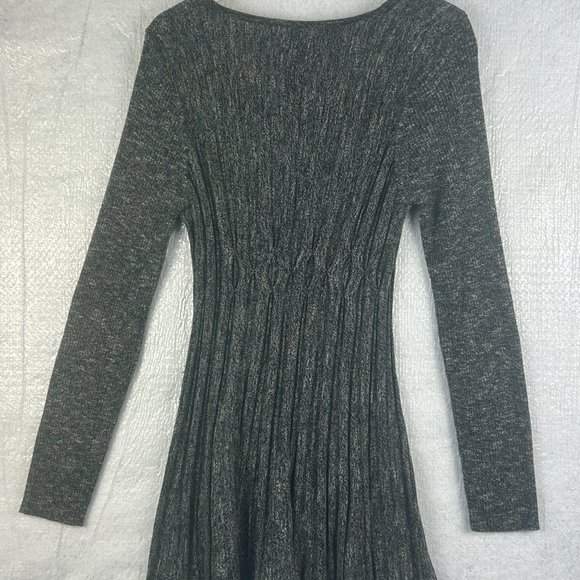 Max Studio Sweater Women Large Grey Pleated Scoop Neck Ribbed Tunic - Picture 6 of 11
